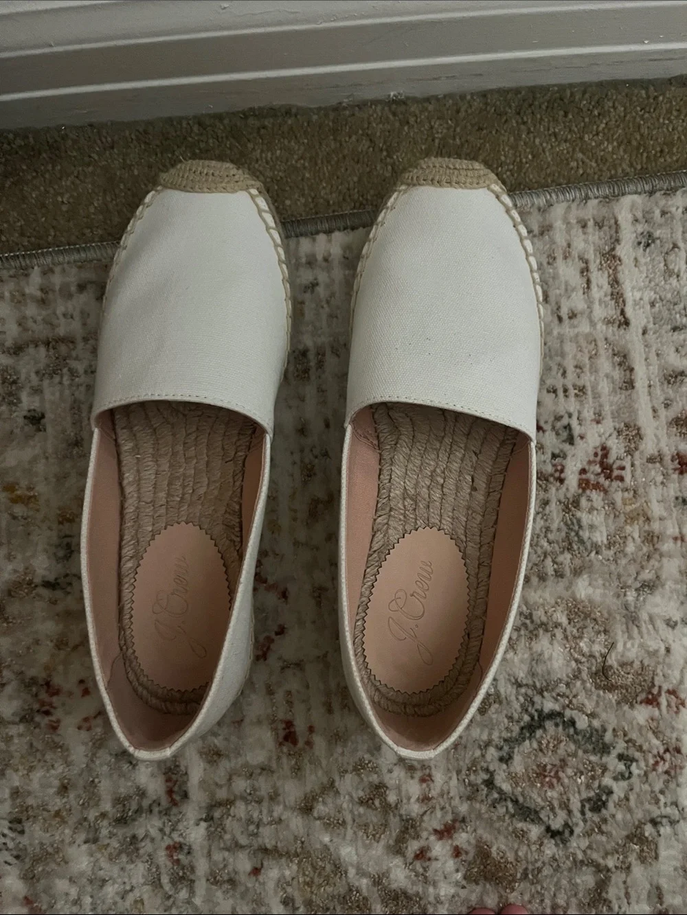 J. Crew Cream Canvas Espadrille Flats with Jute Trim